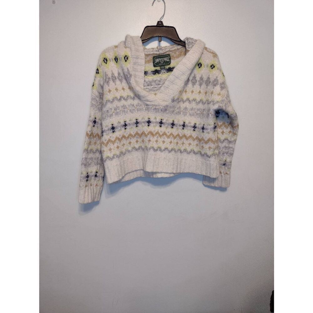 Vintage American Eagle Size XS Crop Sweater Fairisle Print Soft & Cozy